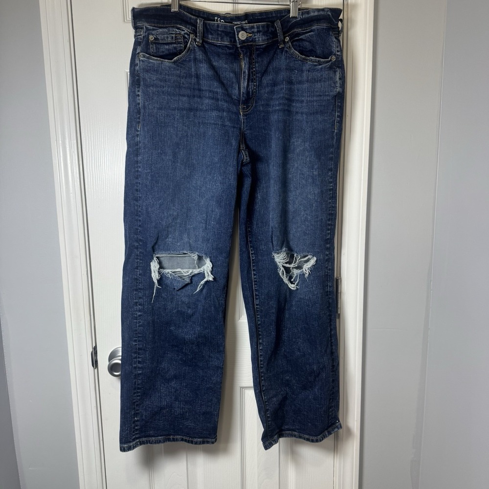 Torrid Perfect Wide Leg Vintage Stretch Distressed Mid Rise Jeans 16 R